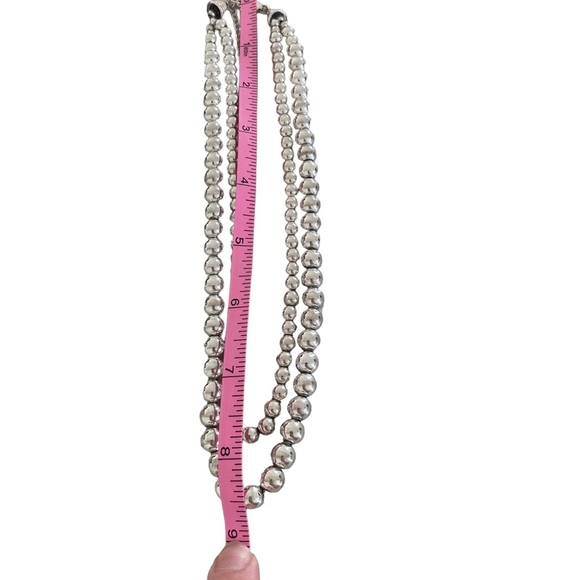 Sterling silver 925 chain beaded two strand draped necklace adjustable modernist - Picture 8 of 13